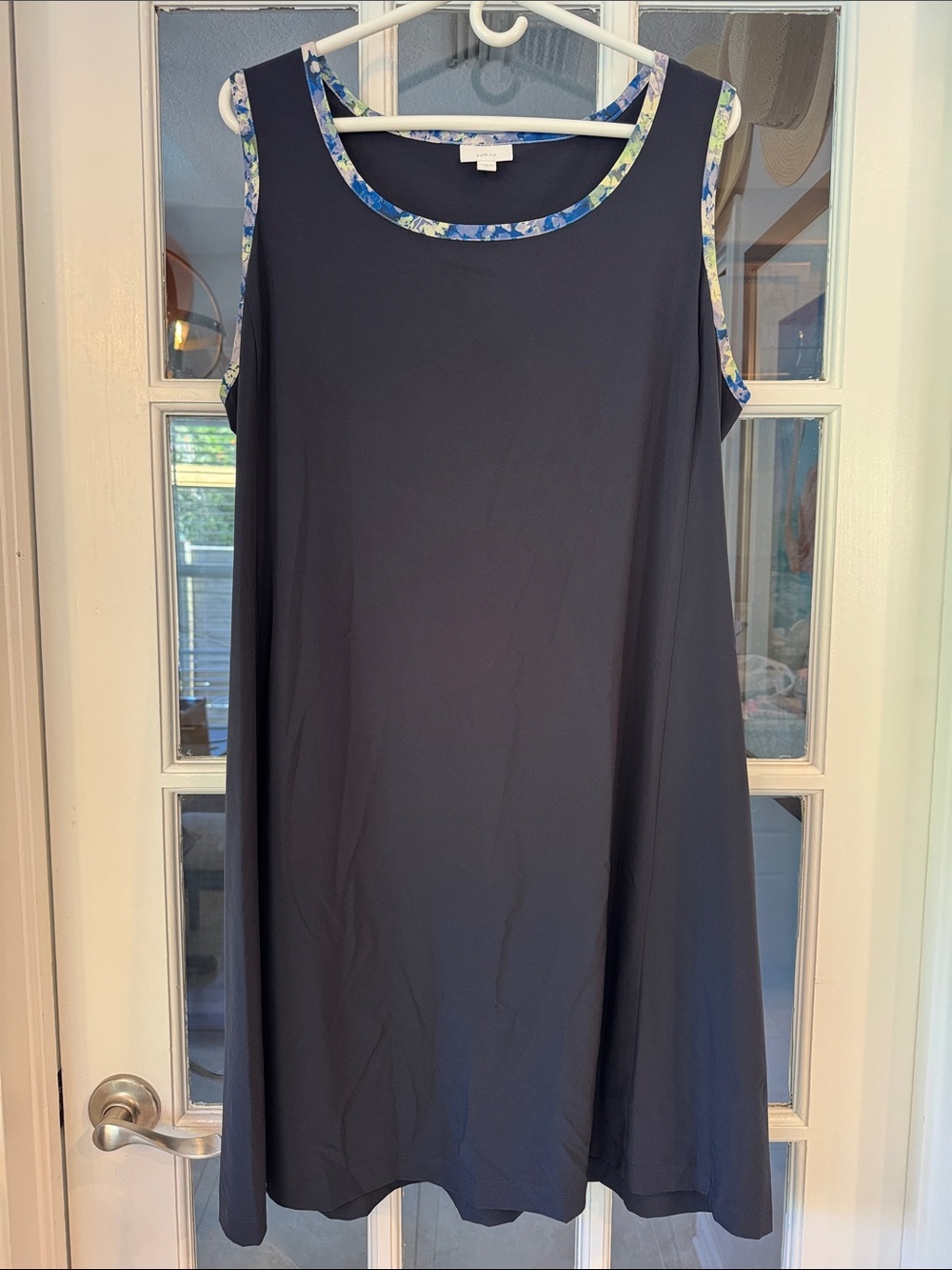 J. Jill FIT Navy floral trimmed sleeveless dress size XL.